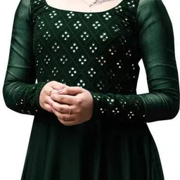 nitya fashion Printed Georgette Stitched Flared/A-line Gown image 3