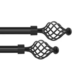 Black Iron Solid (66 Inches) Curtain Rod with Accessories (Pack of 2) by Deco Window image 3