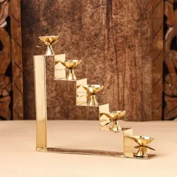 alliancedecor Brass Step Diya | Brass Diya | Diya Puja | Step Diya | Brass Step Diya Brass (Pack of 2) Hanging Diya Set image 4