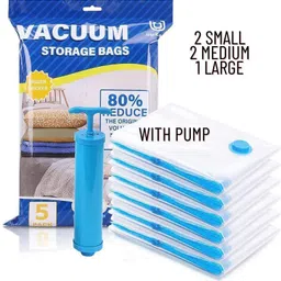 maitri enterprise 5Pack Vacuum Compression Storage Bags With Pump,Space Saver Sealer Bag M218 Travel Storage Vacuum Bags-picture-13