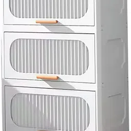 house of quirk 3 Layer 40cm Stackable Collapsible Storage Boxes with Wheels and Doors Storage Box-picture-14