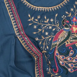 sheladiya Women Fit and Flare Blue Midi/Calf Length Dress image 4