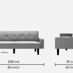 febonic Nebia Fabric 3 Seater Convertible Sofa Cum Bed In Lit Grey Colour image 2