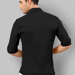 jessnx Men Slim Fit Solid Spread Collar Casual Shirt image 2