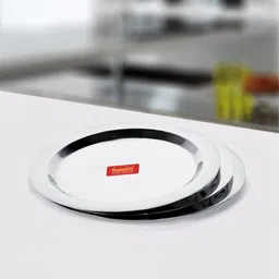 sumeet Stainless Steel Heavy Gauge Ciba / Lids / Tope Cover Set of 3 Pcs (Size - 18.8Cm, 20Cm, 21.3Cm) 18.8 inch, 20 inch, 21.3 inch Lid Set image 2