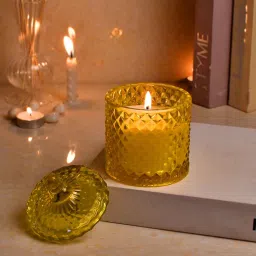 tayhaa Wind Bluebell Freesia Yellow Wax Scented Jar Candle image 1