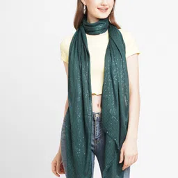 Cloth Haus India Women Green Embroidered Heavy Sequins Scarf-picture-23