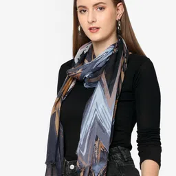 Cloth Haus India Women Blue & White Printed Scarf image 3