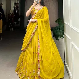 blanklook Embroidered Semi Stitched Lehenga Choli-picture-18