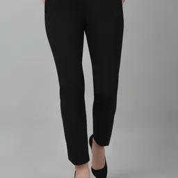 cantabil Women Regular Fit Black Lycra Blend Trousers-picture-11