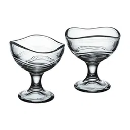 ceradeco Set of 2 Transparent Glass Oval Shaped Ice Cream Bowls image 3