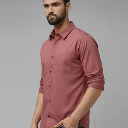 metronaut Men Regular Fit Solid Spread Collar Casual Shirt image 4