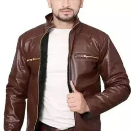 marvik Men Solid Leather Jacket image 1