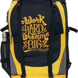 Trekking/Hiking /Travel Bag with Shoe Compartment Rucksack- 65 L (Yellow& Black) Rucksack- 65 L-image-0