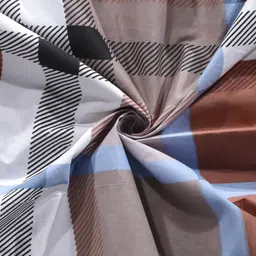 arrabi Multicolor Checkered 300 TC Cotton Blend Single Bedsheet with 1 Pillow Cover image 3