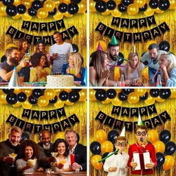 arv Solid Happy Birthday Golden and white Theme Decoration Balloon image 4