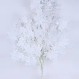 WELL ART GALLERY Artificial Silk Maple Leaf Autumn Fall Leaves Set of 6 for Wedding House Party Decorations - White, 60cm White Wild Flower Artificial Flower image 2