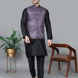 mag Men Dupion Silk Kurta Pyjama Ethnic Jacket Set-picture-20