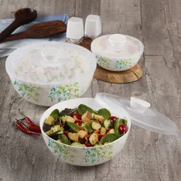 juhi art Opalware Mixing Bowl Mixing Bowls with Lid(multi design)(500ml, 1000ml,1500ml), 3 Pc Disposable image 2