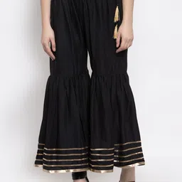 nypa Women Flared Black Viscose Rayon Trousers-picture-27