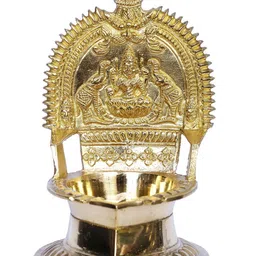 Exotic India Yellow Textured Brass Gajalakshmi Lamp image 1
