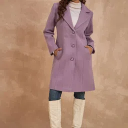 CLAPTON Women Purple Solid Tweed Blazer-picture-10