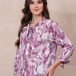 OH MI DIOS Women Straight Abstract Printed Casual Top image 5