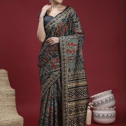 Mitera Ethnic Motifs Block Print Saree-picture-37