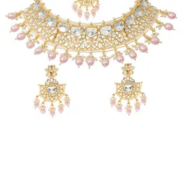 Shining Jewel - By Shivansh Gold-Plated Cubic Zirconia Studded & Beaded Jewellery Set image 2