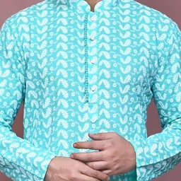 RANAK Men Geometric Embroidered Thread Work Kurta image 2