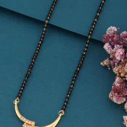 Bhanu diam Gold-Plated Brass Mangalsutra-picture-27