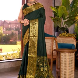 YAMUNE Ethnic Motifs Zari Art silk Handloom Mysore Silk Saree-picture-29