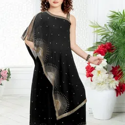 Lagorii Girls Ethnic Motifs Embroidered Regular Kurta with Palazzos-image-96