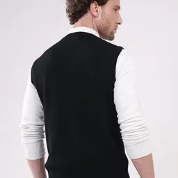 Monte Carlo Men Ribbed V Neck Sleeveless Woollen Sweater Vest image 3