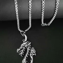 M Men Style Men Silver-Plated Dragon Pendants With Chain image 4
