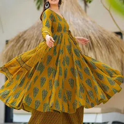 Wedani Women Ethnic Motifs Printed Angrakha Kurta Set With Dupatta image 4