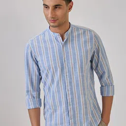 Raymond Men Vertical Striped Pure Cotton Casual Shirt-image-36