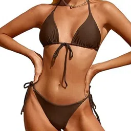 Bartus Halter Neck Triangle Bikini Set with Adjustable Tie-Up Straps image 2