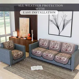 Aura Peach-Coloured Cotton Sofa Cover image 3