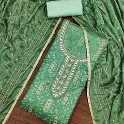 NEGRONI Floral Embroidered Beads & Stones Organza Unstitched Dress Material-image-95