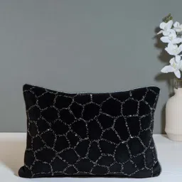 KASA BY HOLZER Black & Silver Abstract Rectangle Cushion Cover-picture-21