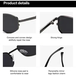 Arzonai Unisex Full Rim Sunglasses MA-98020-SILVER-BLACK-B image 3