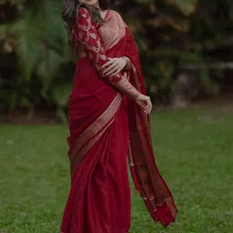 KALINI Ethnic Motifs Zari Silk Blend Banarasi Saree image 2