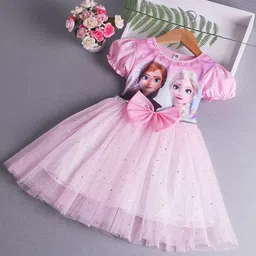 Xsole Girls Frozen Printed Fit & Flare Dress-image-97