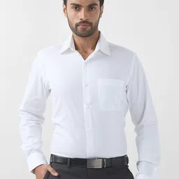 Raymond Men Contemporary Spread Collar Solid Cotton Formal Shirt-picture-25