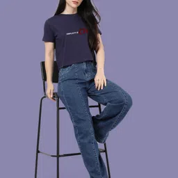 Esplendido Women Typography Printed Round Neck Pure Cotton Slim Fit T-shirt image 5