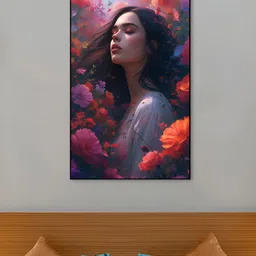 nestroots Pink & Blue Serenity in Vibrant Flower Field Canvas Wall Art-image-48