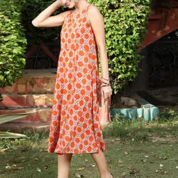 Sera Floral Colourblocked A-Line Midi Dress image 3