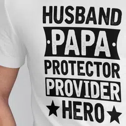 Seekbuylove Men Bio Finish Husband Papa Hero Round Neck Pure Cotton T-shirt image 3