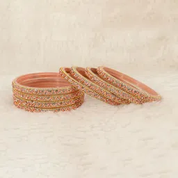 ZULKA Set of 8 Glass BanglesStudded Zircon Gemstone and Beads-picture-38